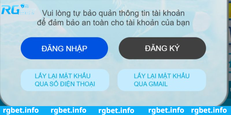 Lấy lại mật khẩu đăng nhập Rgbet